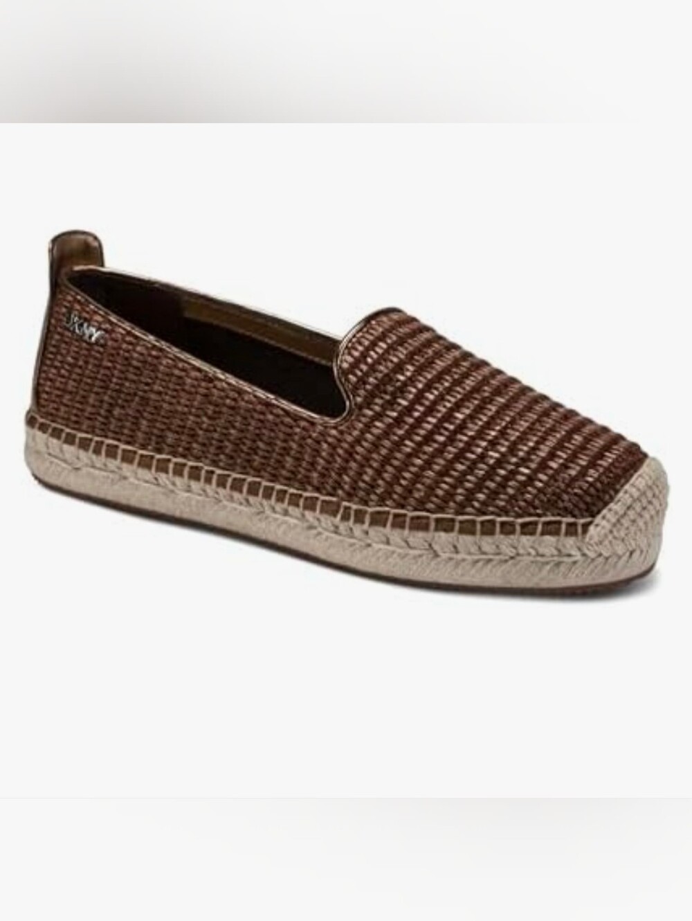 DKNY Brown Woven Espadrille Slip-On with Natural Jute Sole